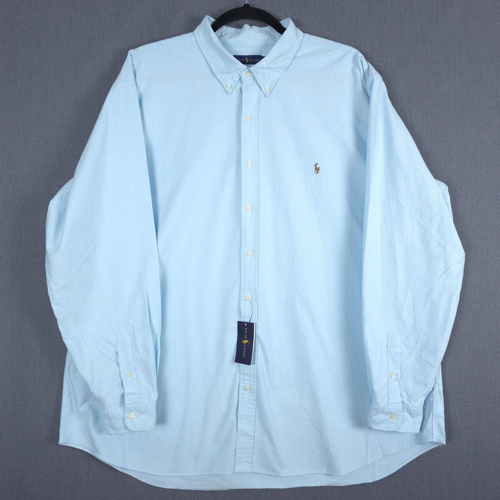 Polo Ralph Lauren Oxford Shirt Mens 4XLT Aegean Blue Long Sleeve Button Up New